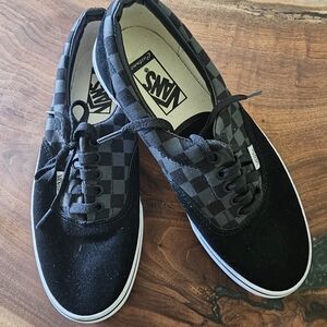 Vans Custom Black and Gray Checkered Sneakers